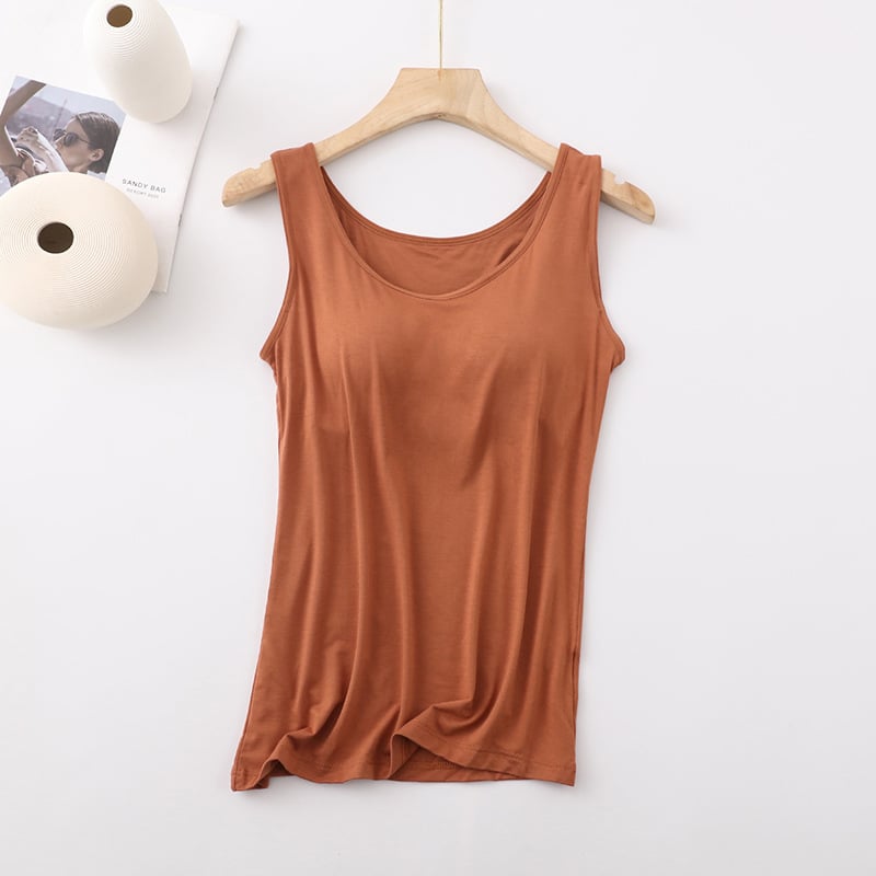 Débardeur classique en couleur unie avec soutien-gorge intégré pour femmes