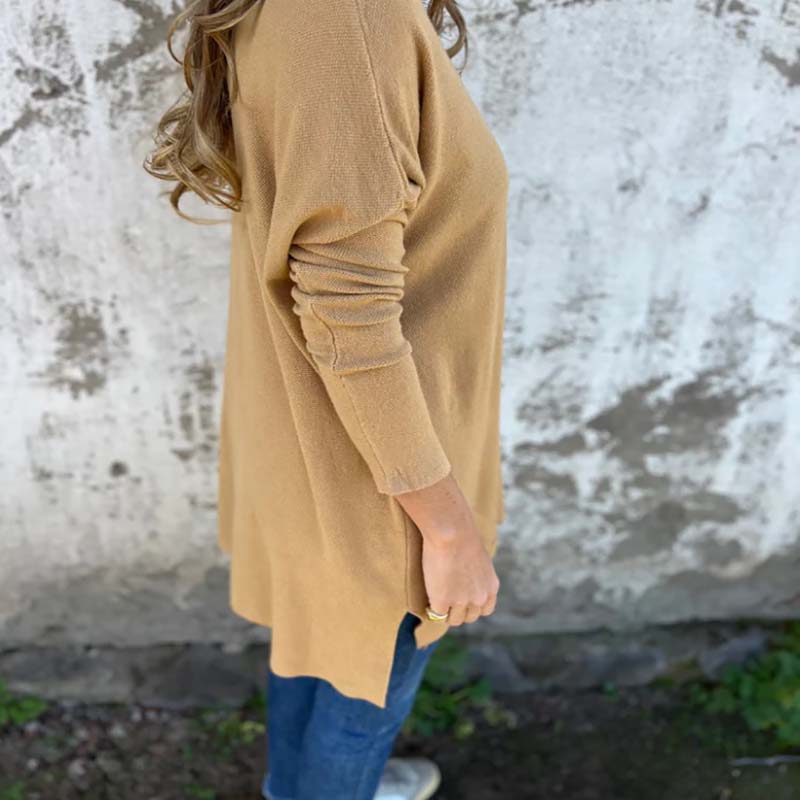 💕 Soldes du vendredi noir - 45% de réduction💕 Confortable haut de tunique en tricot à manches longues avec fentes latérales pour femmes