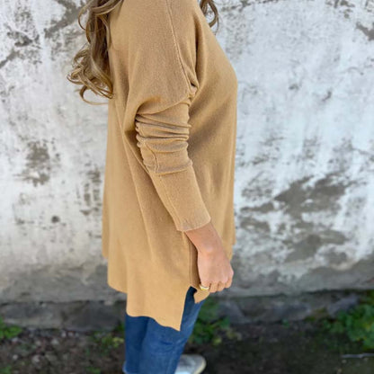 💕 Soldes du vendredi noir - 45% de réduction💕 Confortable haut de tunique en tricot à manches longues avec fentes latérales pour femmes