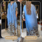 Robe Maxi Longue à Manches Longues Imprimées avec Col à Revers pour Femme