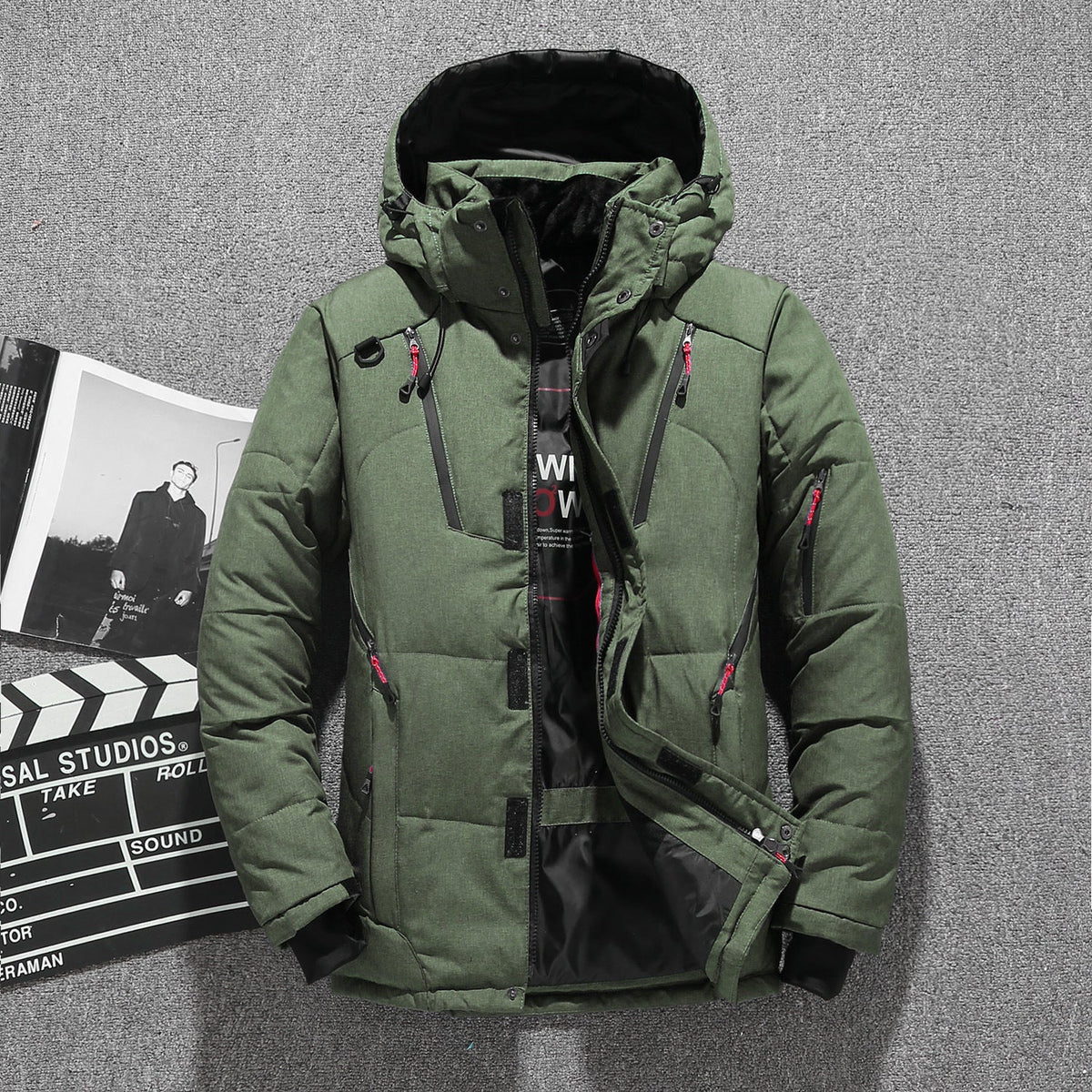 Parka blanche en duvet de canard pour hommes - Veste chaude d'hiver- Livraison gratuite