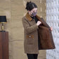 Manteau mi-long à simple boutonnage pour femmes avec doublure en peluche