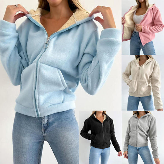 Sweat Zippé et Doublé à Capuche pour Femme