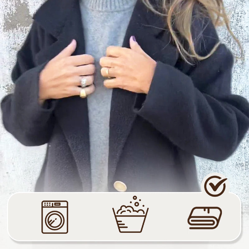 Manteau long à manches longues pour femmes avec col rabattu, épais