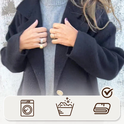 Manteau long à manches longues pour femmes avec col rabattu, épais