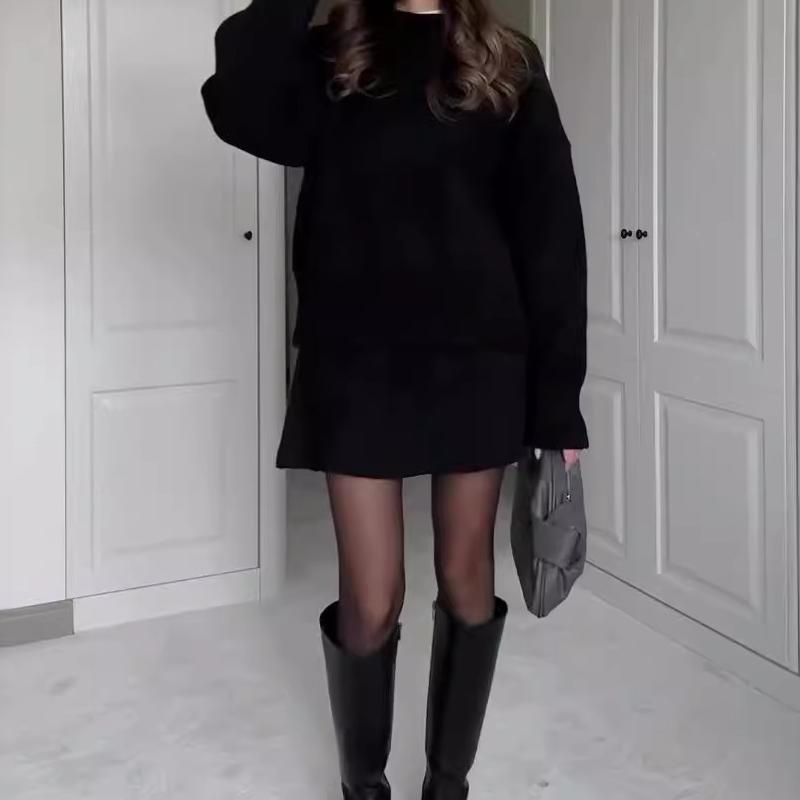🍁Nouveauté automne  👗🍂Ensemble pull 2 pièces : haut à manches longues et mini-jupe