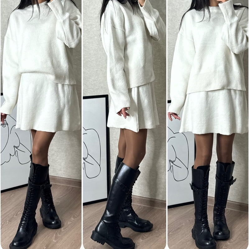 🍁Nouveauté automne  👗🍂Ensemble pull 2 pièces : haut à manches longues et mini-jupe