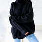 Pull en Tricot Ample à Col Roulé de Couleur Unie pour Femmes