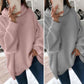 Pull en Tricot Ample à Col Roulé de Couleur Unie pour Femmes