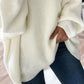 Pull en Tricot Ample à Col Roulé de Couleur Unie pour Femmes