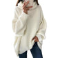 Pull en Tricot Ample à Col Roulé de Couleur Unie pour Femmes