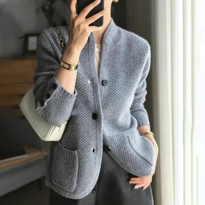 💝[Meilleur cadeau pour elle] Veste cardigan tricotée pour femme avec bouton