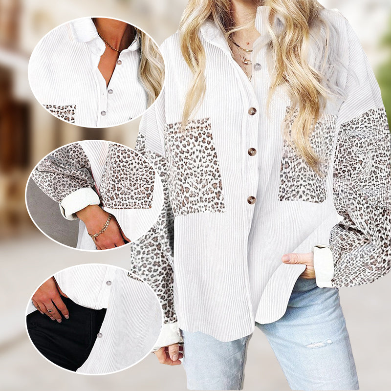Veste Décontractée à Boutons avec Imprimé Léopard pour Femme