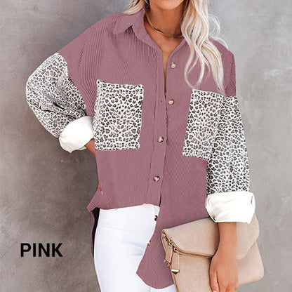 Veste Décontractée à Boutons avec Imprimé Léopard pour Femme