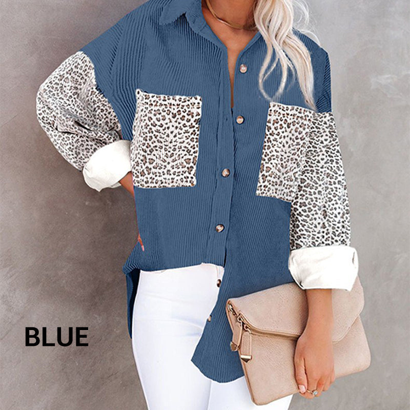Veste Décontractée à Boutons avec Imprimé Léopard pour Femme