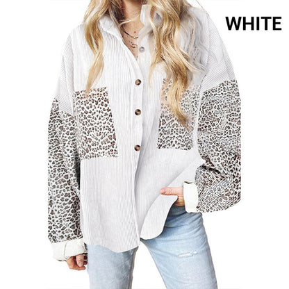 Veste Décontractée à Boutons avec Imprimé Léopard pour Femme