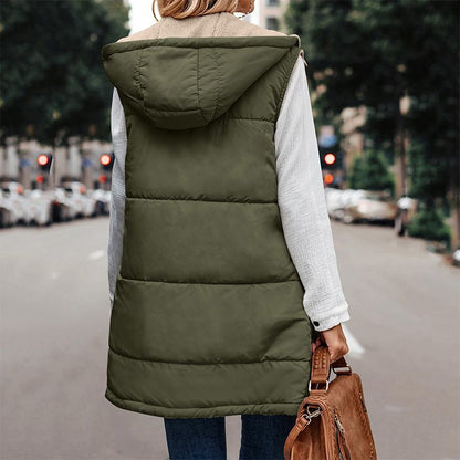💃Excellent cadeau ! 💝Gilet réversible d'automne pour femmes, sans manches, en fausse laine polaire
