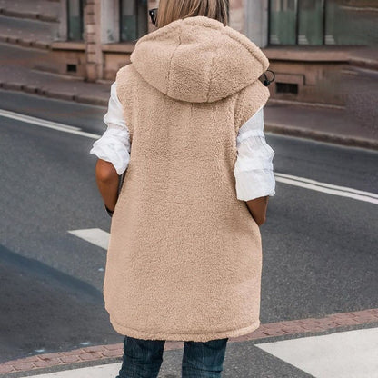 💃Excellent cadeau ! 💝Gilet réversible d'automne pour femmes, sans manches, en fausse laine polaire