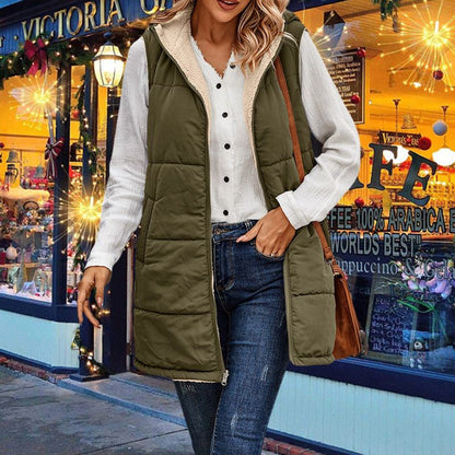 💃Excellent cadeau ! 💝Gilet réversible d'automne pour femmes, sans manches, en fausse laine polaire