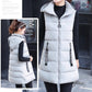 Gilet Long Matelassé Sans Manches avec Fermeture Éclair pour Femme