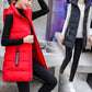 Gilet Long Matelassé Sans Manches avec Fermeture Éclair pour Femme