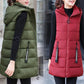 Gilet Long Matelassé Sans Manches avec Fermeture Éclair pour Femme