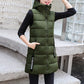 Gilet Long Matelassé Sans Manches avec Fermeture Éclair pour Femme