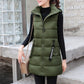 Gilet Long Matelassé Sans Manches avec Fermeture Éclair pour Femme