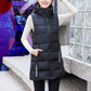 Gilet Long Matelassé Sans Manches avec Fermeture Éclair pour Femme