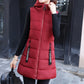 Gilet Long Matelassé Sans Manches avec Fermeture Éclair pour Femme