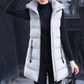 Gilet Long Matelassé Sans Manches avec Fermeture Éclair pour Femme