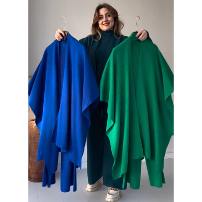 💞Nouveau best-seller💞Costume trois pièces femme en maille stretch (haut + pantalon + châle)【Livraison gratuite】
