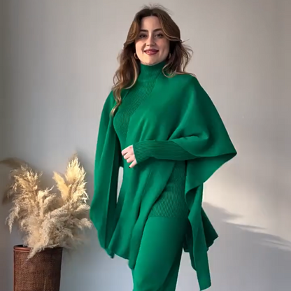 💞Nouveau best-seller💞Costume trois pièces femme en maille stretch (haut + pantalon + châle)【Livraison gratuite】