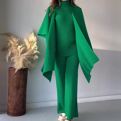 💞Nouveau best-seller💞Costume trois pièces femme en maille stretch (haut + pantalon + châle)【Livraison gratuite】