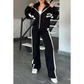 🎅Réduction de Noël 54%🎄Ensemble 2 pièces veste zippée rayée et pantalon décontracté pour femme