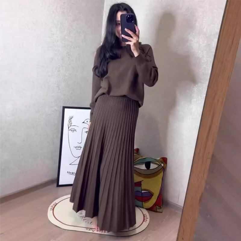 🔥VENTE CHAUDE 49% DE RÉDUCTION🔥Ensemble 2 pièces - Top à col rond ＆ jupe plissée pour femmes
