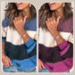 Pull Tricoté à Col Rond et Blocs de Couleurs pour Femme