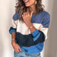 Pull Tricoté à Col Rond et Blocs de Couleurs pour Femme