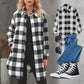 Veste chemise longue à carreaux pour femmes