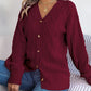 Cardigan Tricoté à Col en V pour Femmes