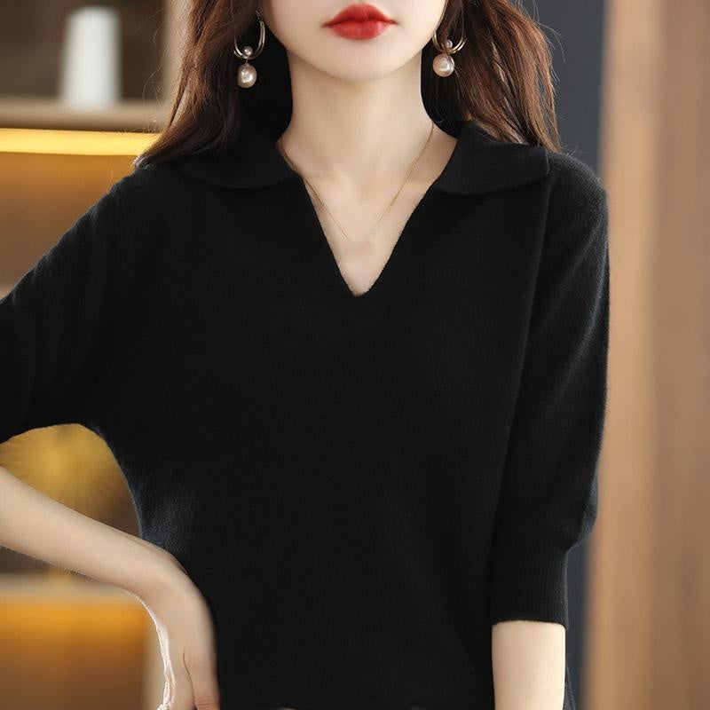 Pull avec Col en V à Revers pour Femmes