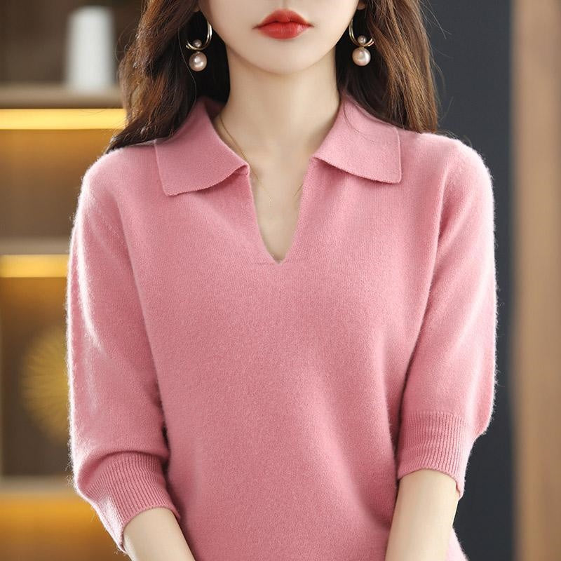 Pull avec Col en V à Revers pour Femmes