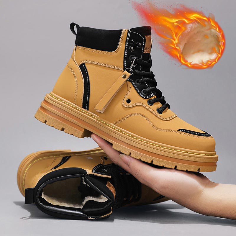 Bottes Montantes à Lacets en Peluche pour Hommes