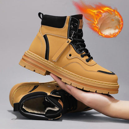 Bottes Montantes à Lacets en Peluche pour Hommes