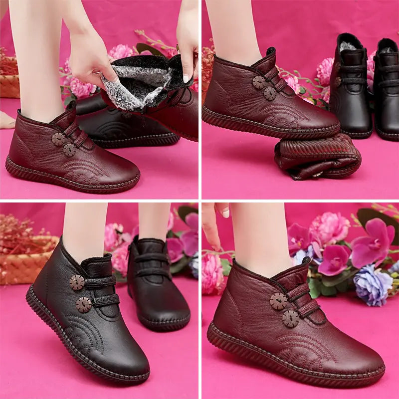Bottines Plates à Cheville Épaissies Antidérapantes pour Femmes