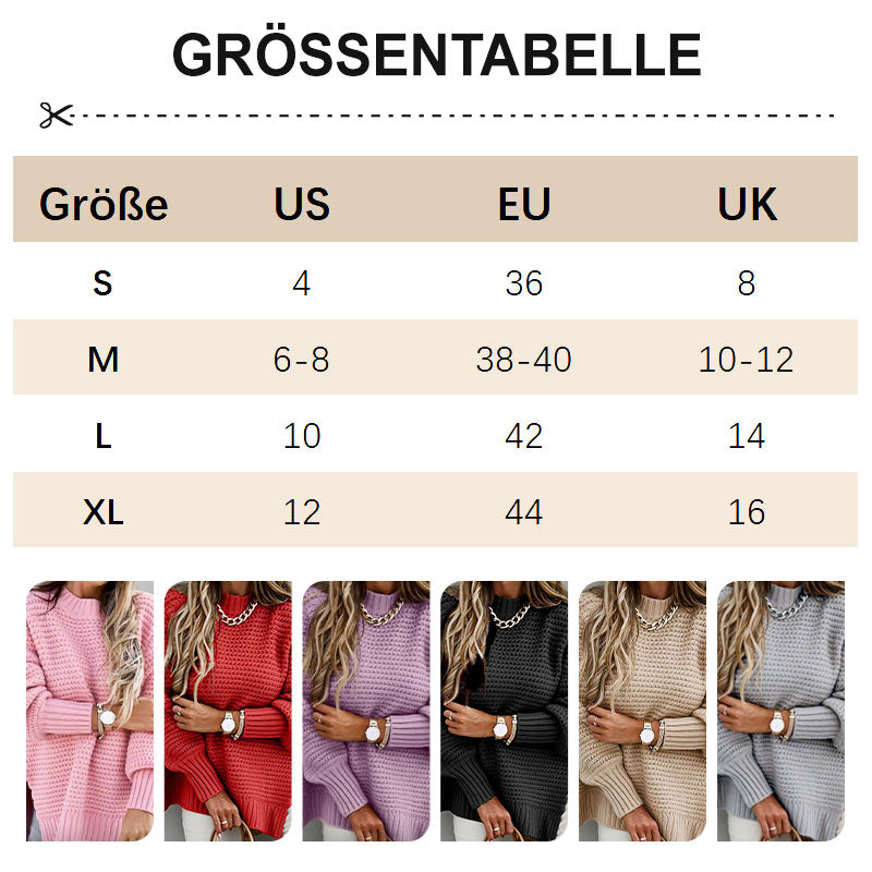 Pull en Tricot de Couleur Unie avec Fentes Latérales et Col Rond