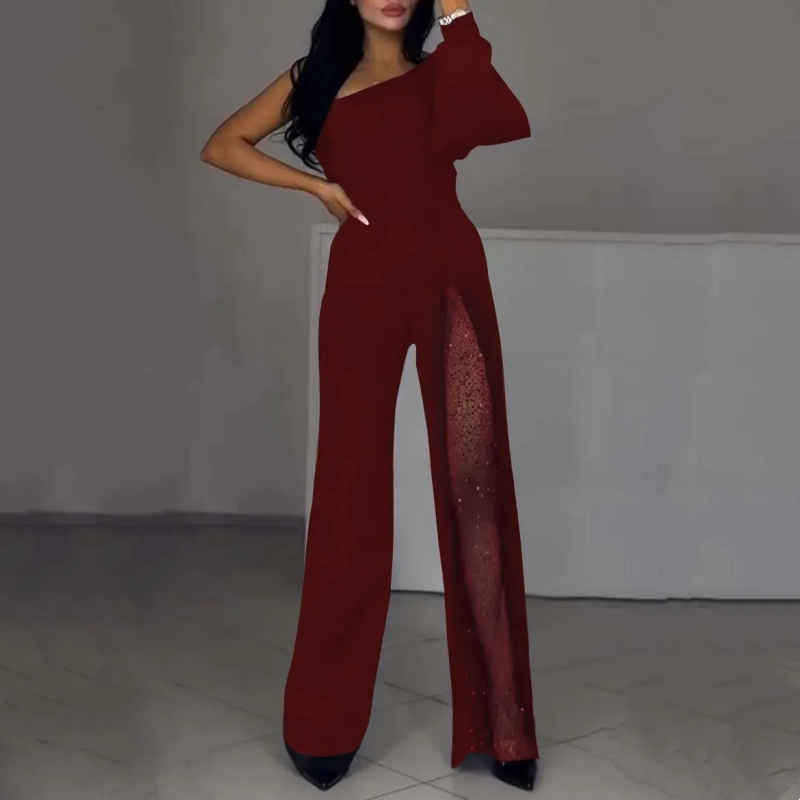 Dernier jour pour 50% de réduction🌟Mesh scintillant One Shoulder One Piece robes pour femmes💖👗