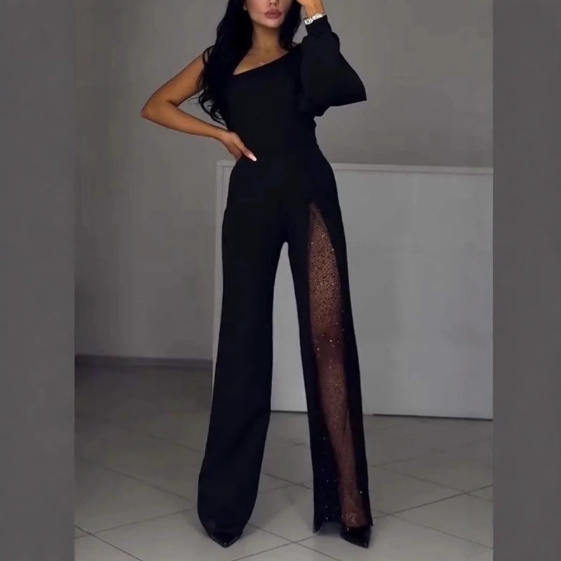 Dernier jour pour 50% de réduction🌟Mesh scintillant One Shoulder One Piece robes pour femmes💖👗