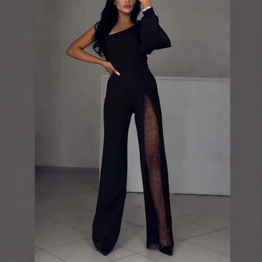 Dernier jour pour 50% de réduction🌟Mesh scintillant One Shoulder One Piece robes pour femmes💖👗