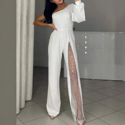 Dernier jour pour 50% de réduction🌟Mesh scintillant One Shoulder One Piece robes pour femmes💖👗